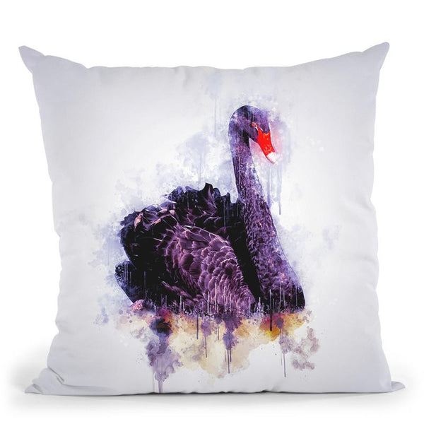 Swan Black Throw Pillow By Cornel Vlad - by all about vibe