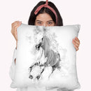 White Horse I Throw Pillow By Cornel Vlad - by all about vibe