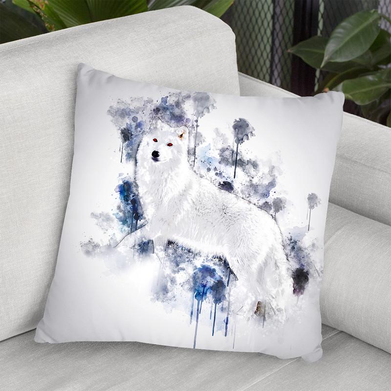 White Wolf Throw Pillow By Cornel Vlad - by all about vibe