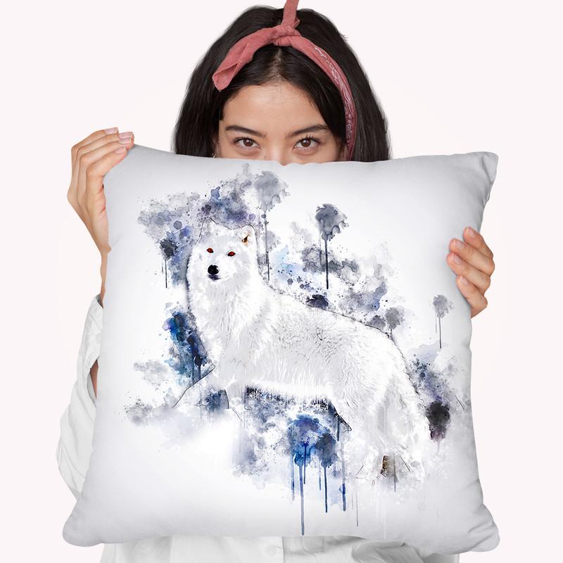 White Wolf Throw Pillow By Cornel Vlad - by all about vibe