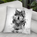 Wolf Sitting I Throw Pillow By Cornel Vlad - by all about vibe