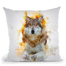Wolf Sitting Throw Pillow By Cornel Vlad - by all about vibe