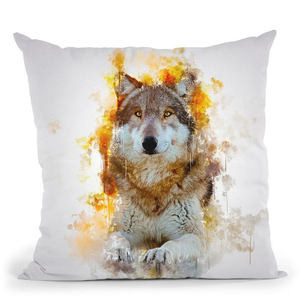 Wolf Sitting Throw Pillow By Cornel Vlad - by all about vibe