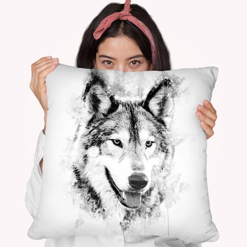 Wolfs Head I Throw Pillow By Cornel Vlad - by all about vibe
