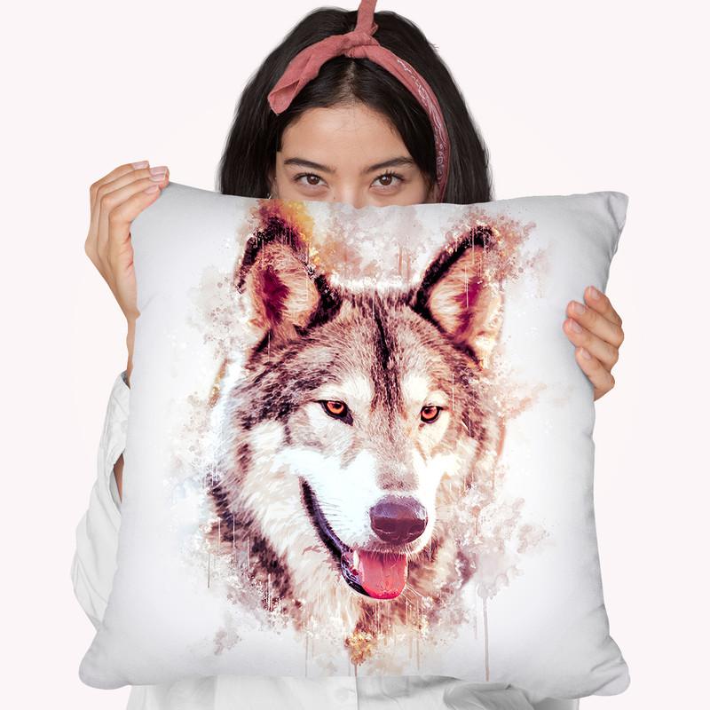 Wolfs Head Throw Pillow By Cornel Vlad - by all about vibe