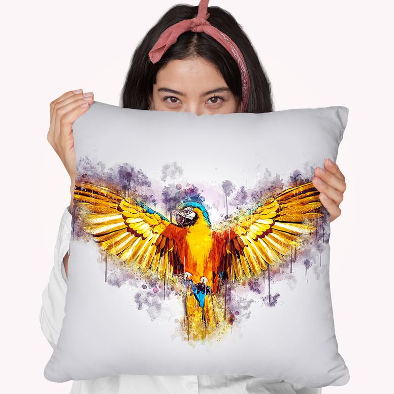 Yellow Parrot Throw Pillow By Cornel Vlad - by all about vibe