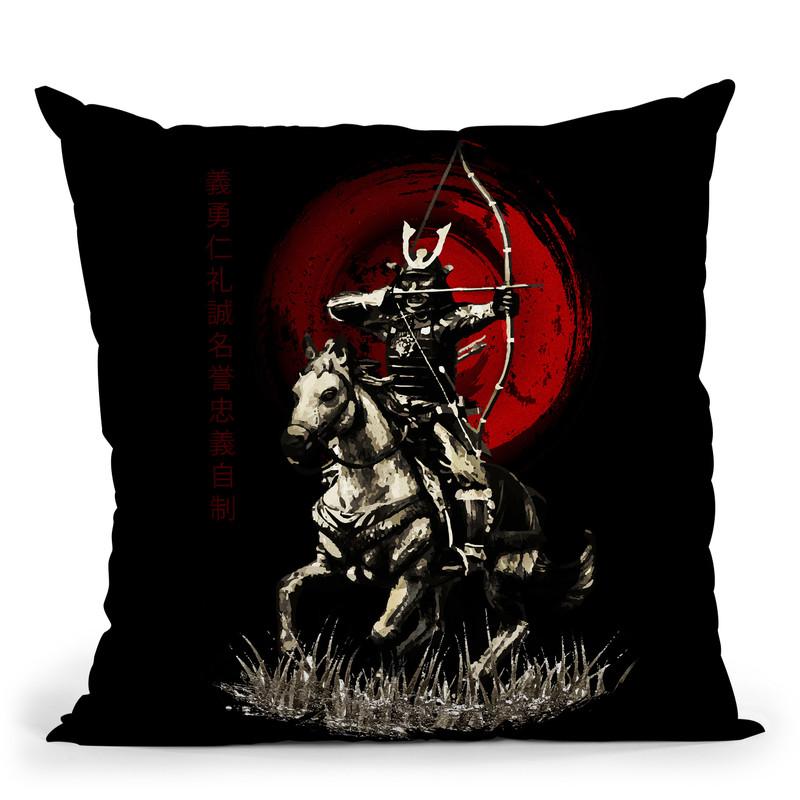 Archer On Horse Warrior Throw Pillow By Cornel Vlad