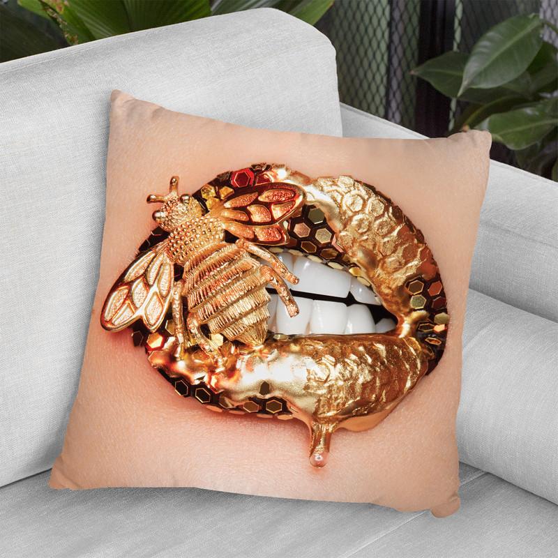 Golden Bee Throw Pillow By Vlada Haggerty - by all about vibe