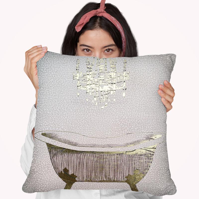 Gilded Bath Ii Throw Pillow By World Art Group
