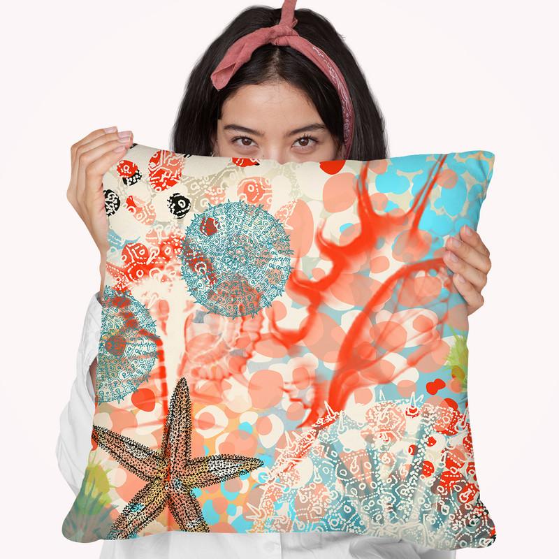 Exotic Sea Life V Throw Pillow By World Art Group