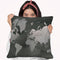 Silver Foil World Map On Black Throw Pillow By World Art Group