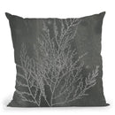 Silver Foil Algae Ii On Black Wash Throw Pillow By World Art Group
