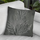 Silver Foil Algae Ii On Black Wash Throw Pillow By World Art Group