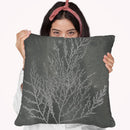Silver Foil Algae Ii On Black Wash Throw Pillow By World Art Group