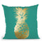 Gold Foil Pineapple I On Emerald Throw Pillow By World Art Group