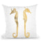 Gold Foil Seahorses Throw Pillow By World Art Group