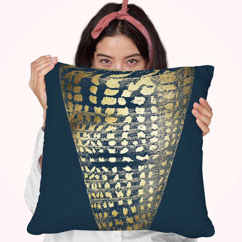 Gold Foilell I On Cobalt Throw Pillow By World Art Group