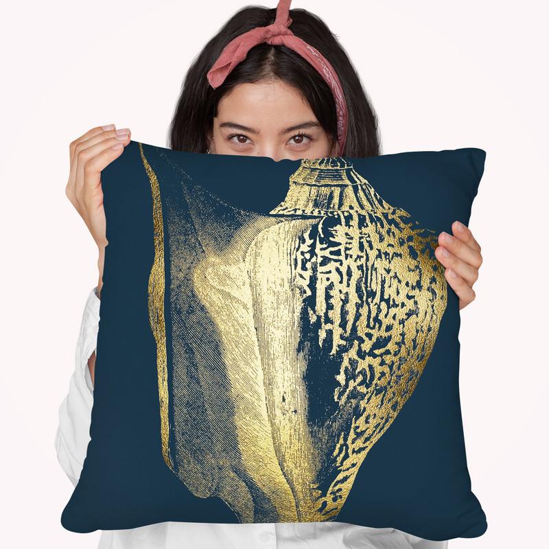 Gold Foilell Iii On Cobalt Throw Pillow By World Art Group