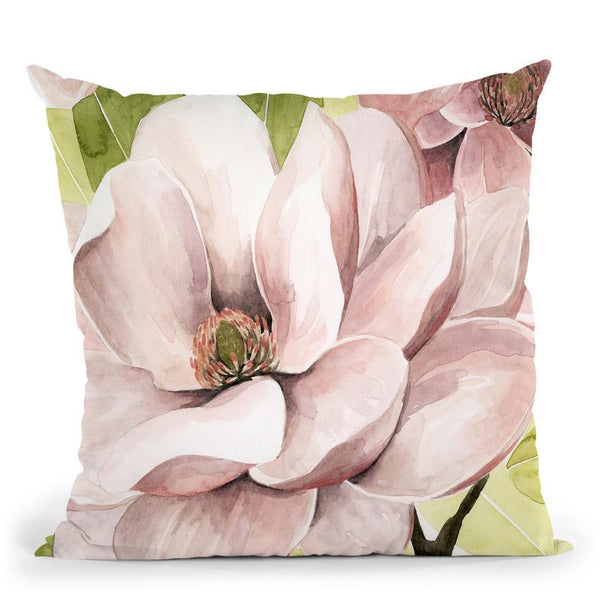 Blush Magnolia Ii Throw Pillow By World Art Group