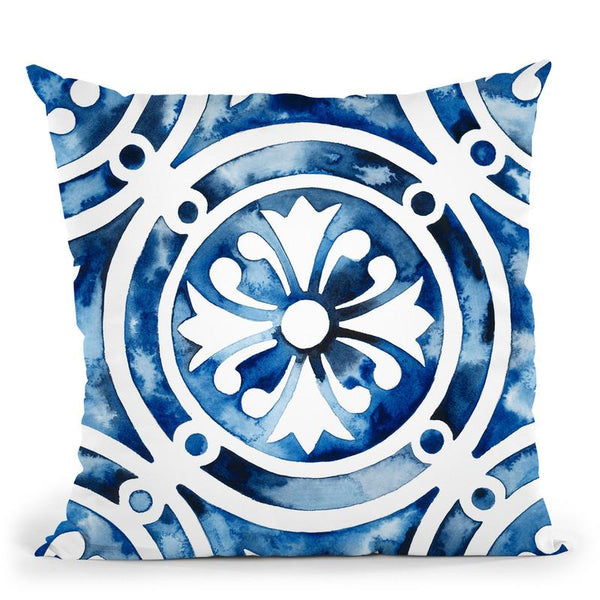 Cobalt Tile Iv Throw Pillow By World Art Group