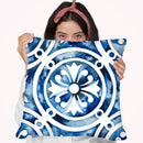 Cobalt Tile Iv Throw Pillow By World Art Group