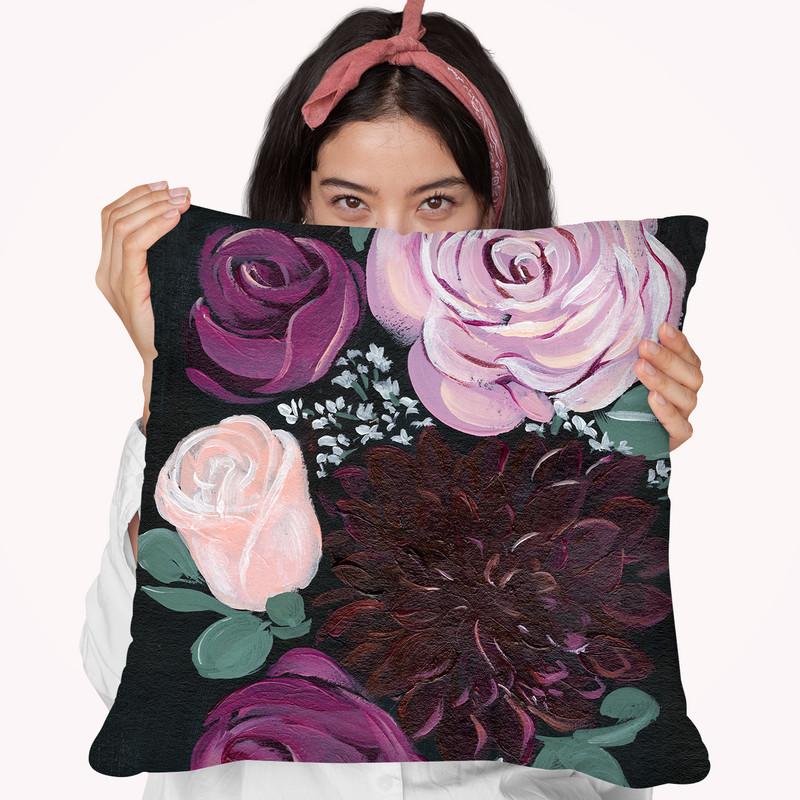 Dark & Dreamy Floral Ii Throw Pillow By World Art Group