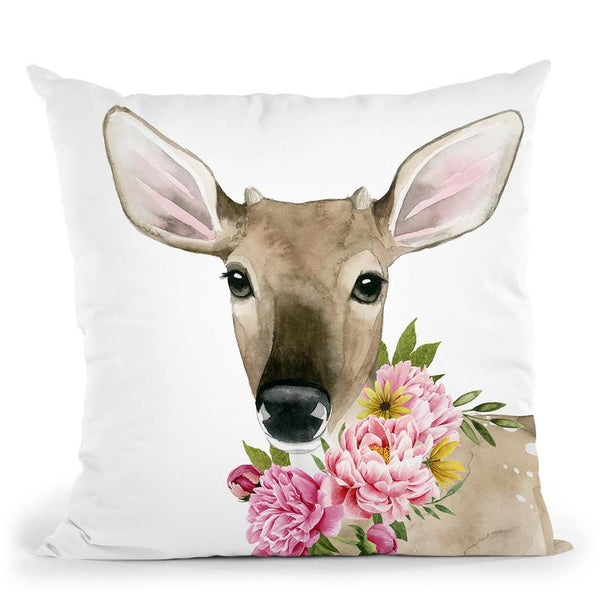 Deer Spring Ii Throw Pillow By World Art Group