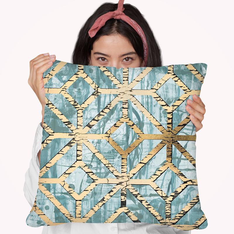 Gilded Geometrics Ii Throw Pillow By World Art Group