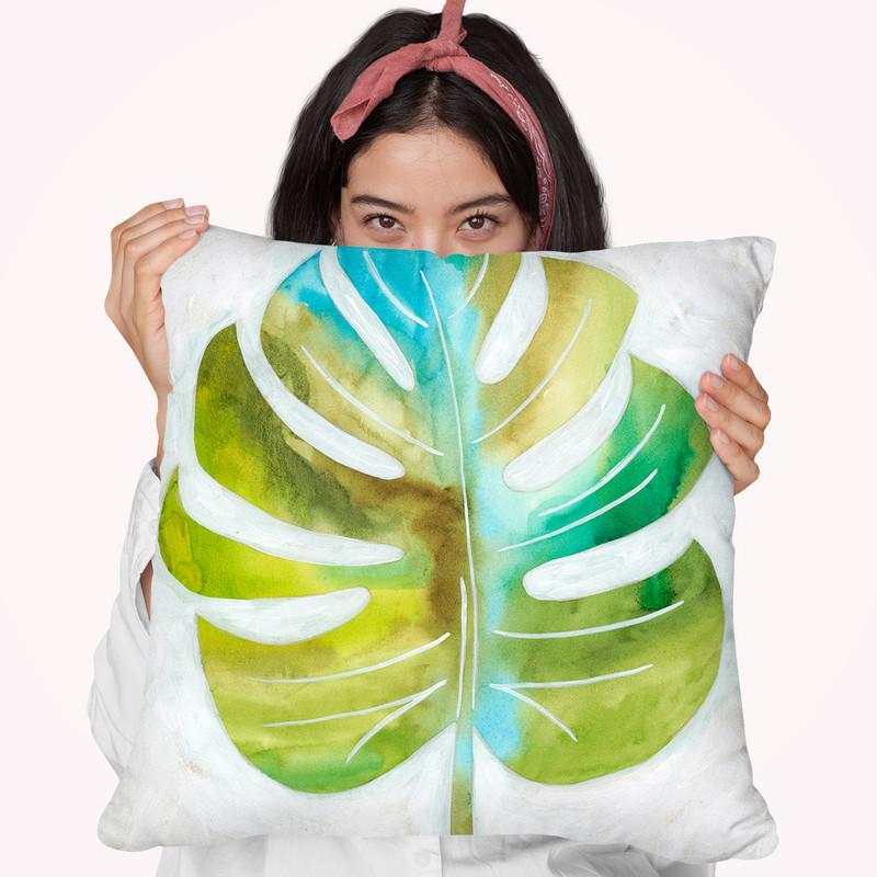 Ocean Side Palms Iii Throw Pillow By World Art Group