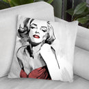 Marilyn'S Pose Red Dress Throw Pillow By World Art Group