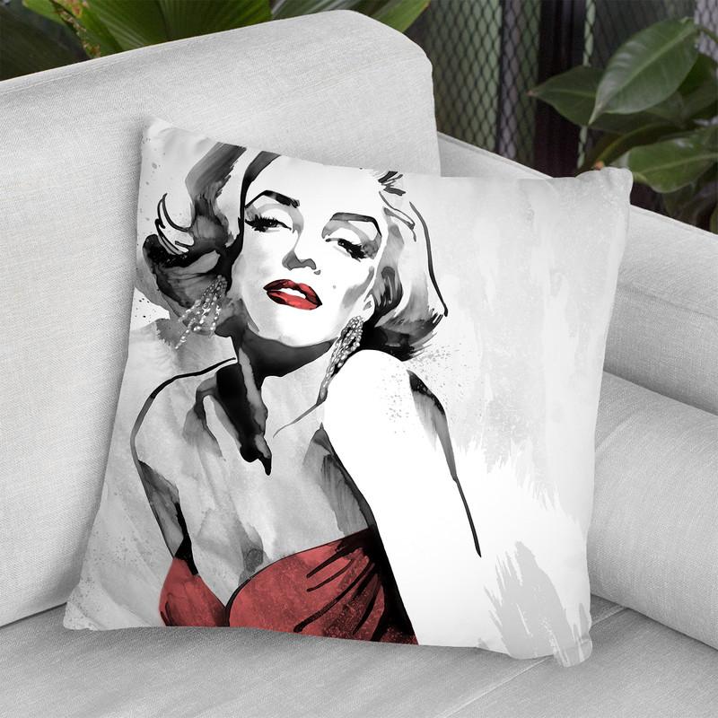 Marilyn'S Pose Red Dress Throw Pillow By World Art Group