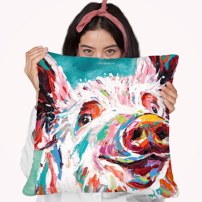 Piggy I Throw Pillow By World Art Group