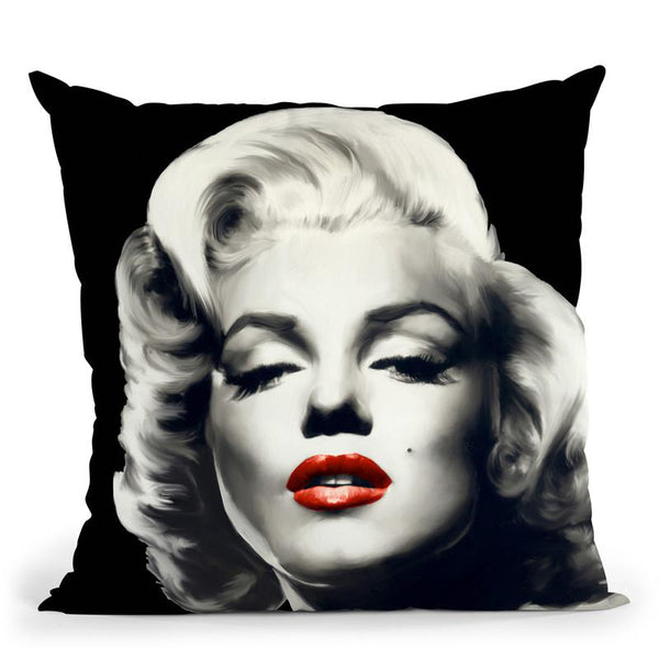 Red Lips Marilyn In Black Throw Pillow By World Art Group