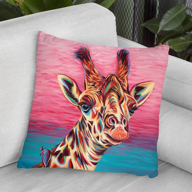 Sky High Giraffe I Throw Pillow By World Art Group