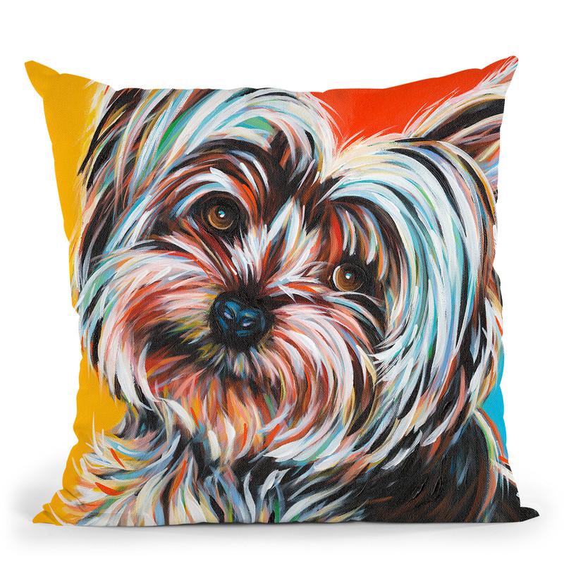 Sweet Yorkie Ii Throw Pillow By World Art Group