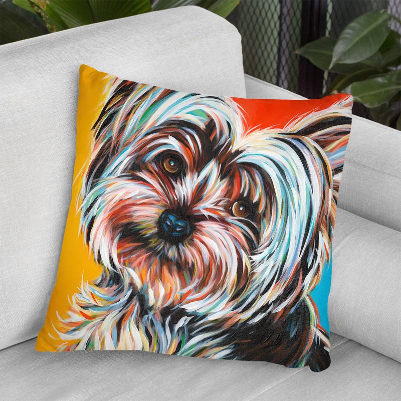 Sweet Yorkie Ii Throw Pillow By World Art Group