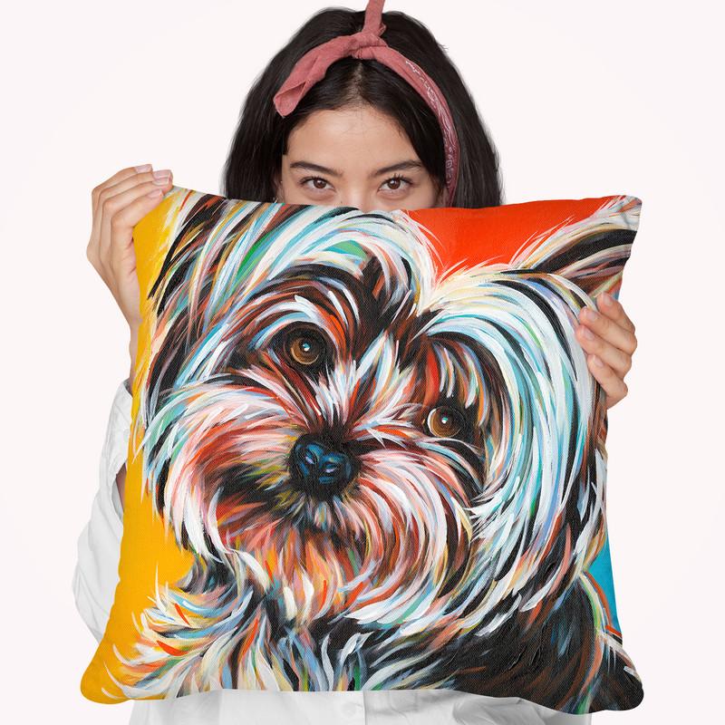 Sweet Yorkie Ii Throw Pillow By World Art Group