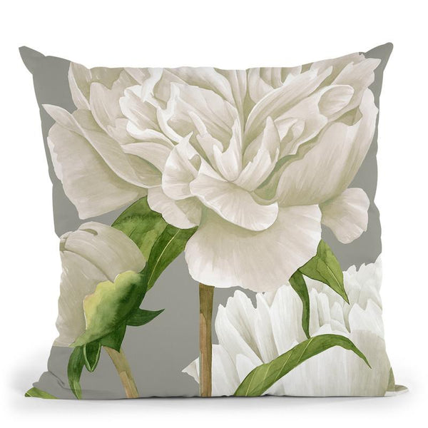 White Peonies Ii Throw Pillow By World Art Group