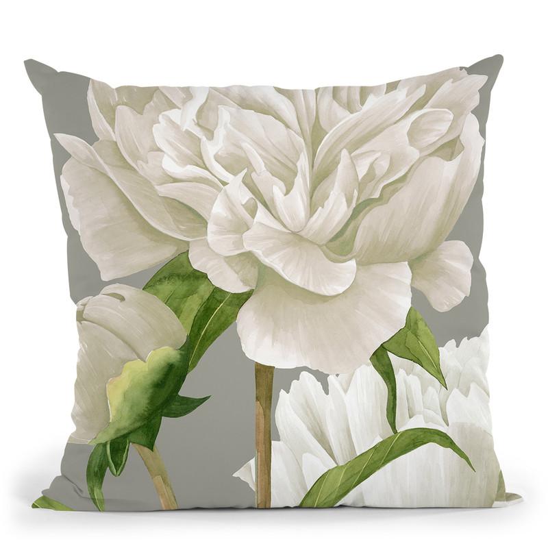 White Peonies Ii Throw Pillow By World Art Group