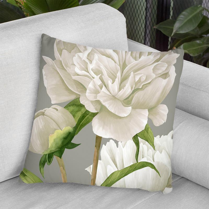 White Peonies Ii Throw Pillow By World Art Group