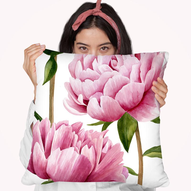 Winsome Peonies I Throw Pillow By World Art Group