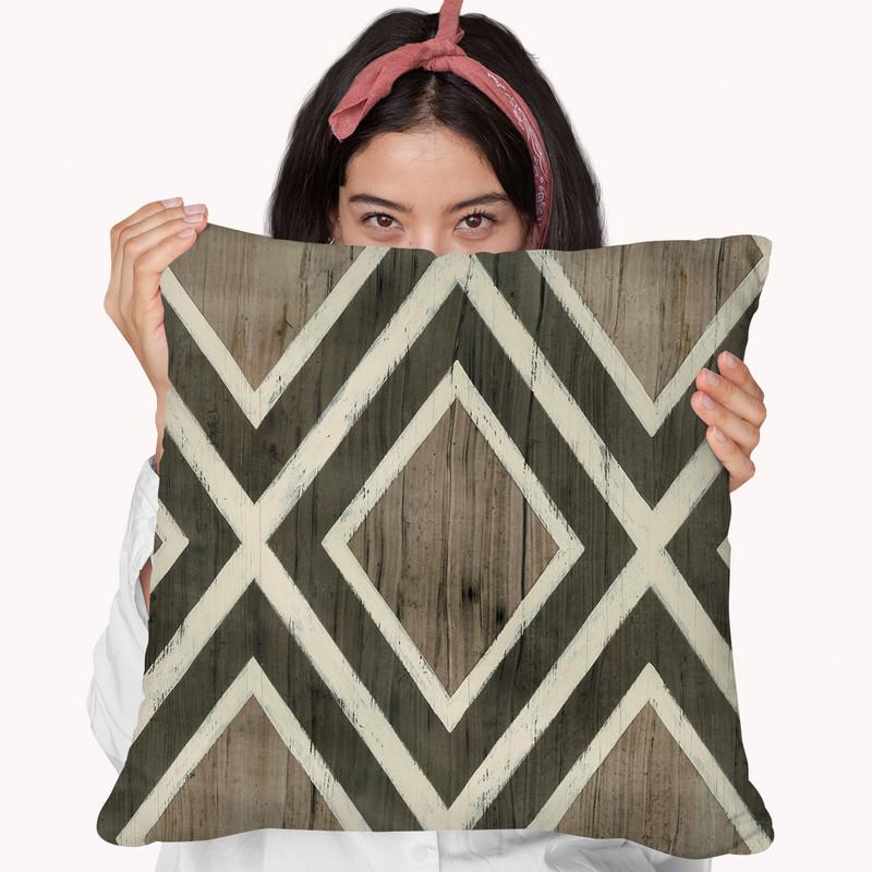 Driftwood Geometry Ii Throw Pillow By World Art Group
