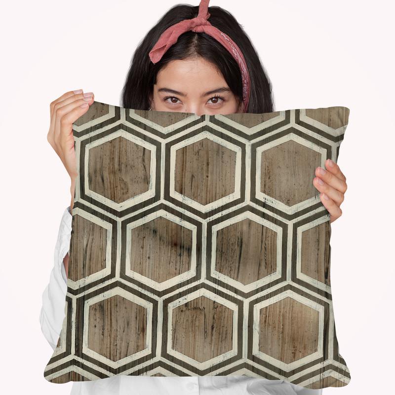 Driftwood Geometry Iv Throw Pillow By World Art Group