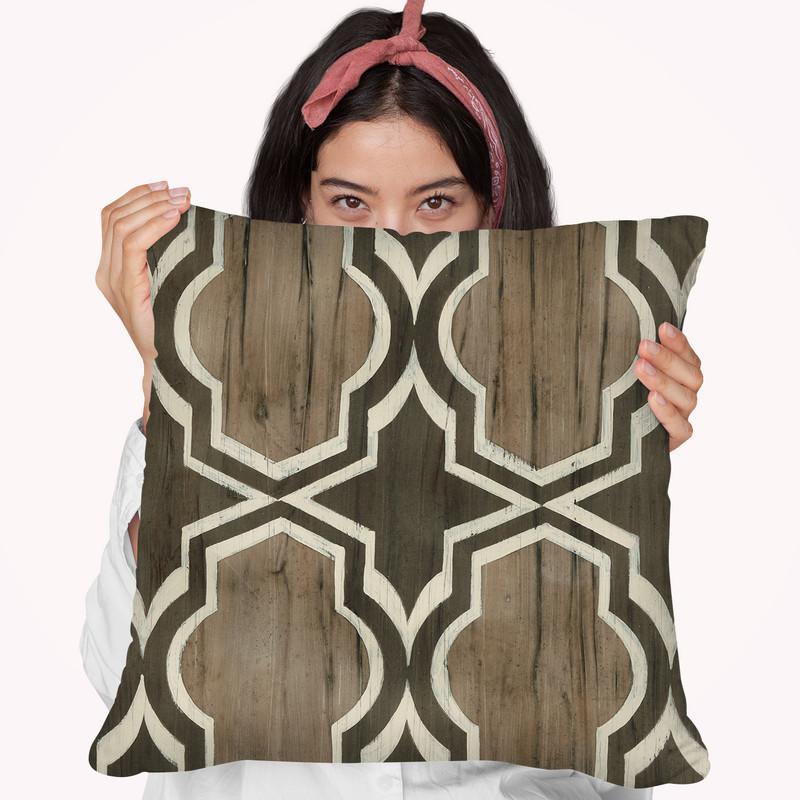 Driftwood Geometry V Throw Pillow By World Art Group