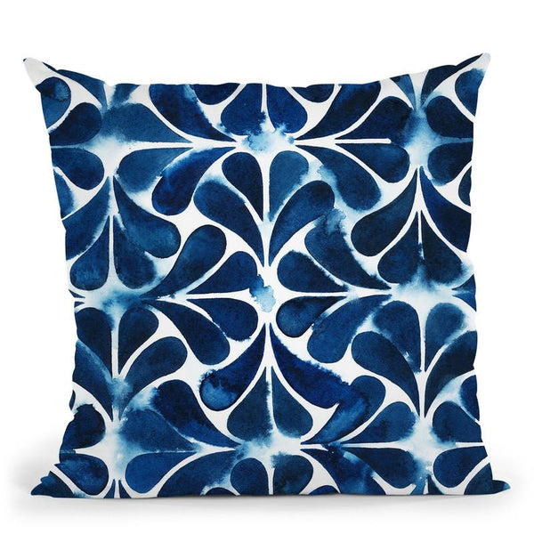 Cobalt Watercolor Tiles Iii Throw Pillow By World Art Group
