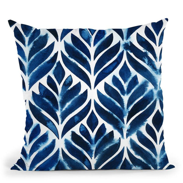 Cobalt Watercolor Tiles Iv Throw Pillow By World Art Group