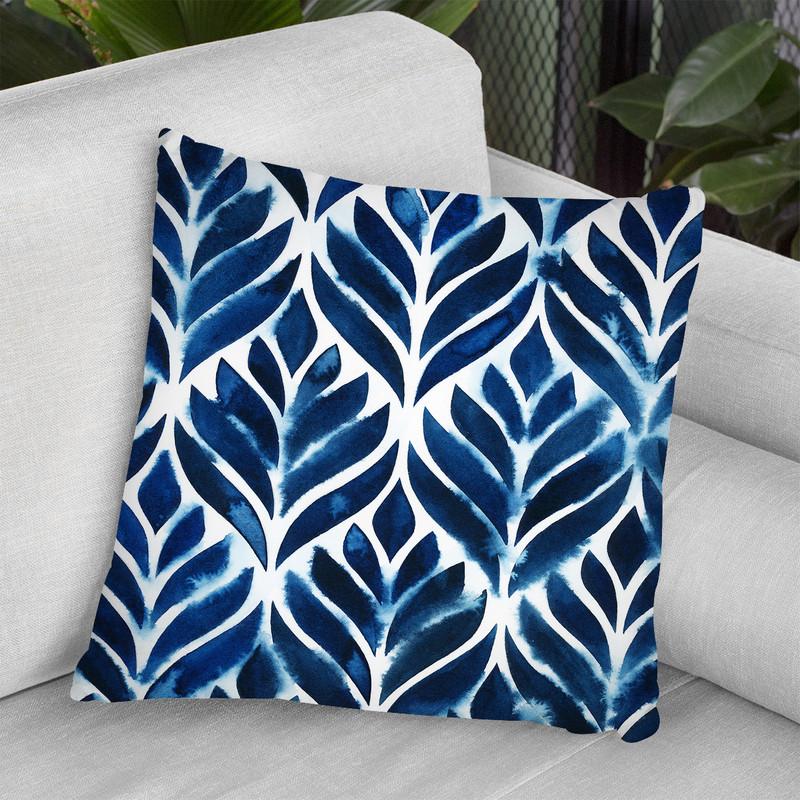 Cobalt Watercolor Tiles Iv Throw Pillow By World Art Group