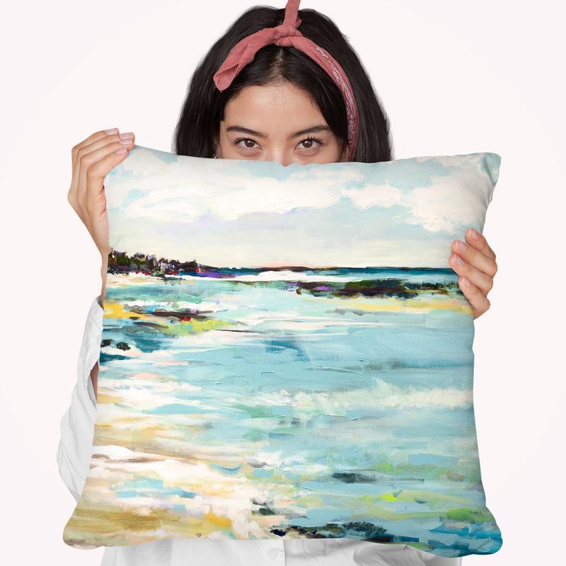 Beach Surf Iii Throw Pillow By World Art Group