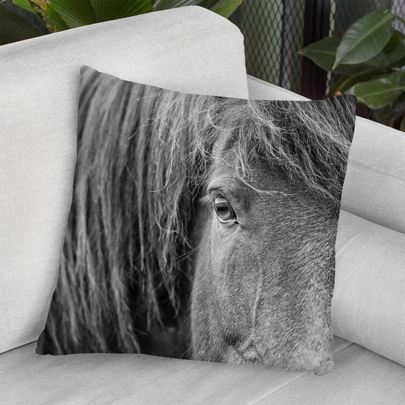 B&W Horses Vi Throw Pillow By World Art Group