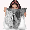 B&W Horses Vii Throw Pillow By World Art Group